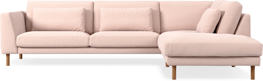 Willow - 3-sits soffa med divan höger, fast klädsel - Rosa