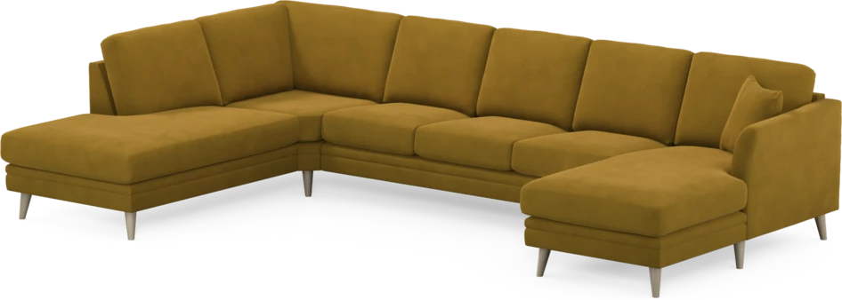 Eden - 3-sits soffa med divan vänster och schäslong höger - Gul
