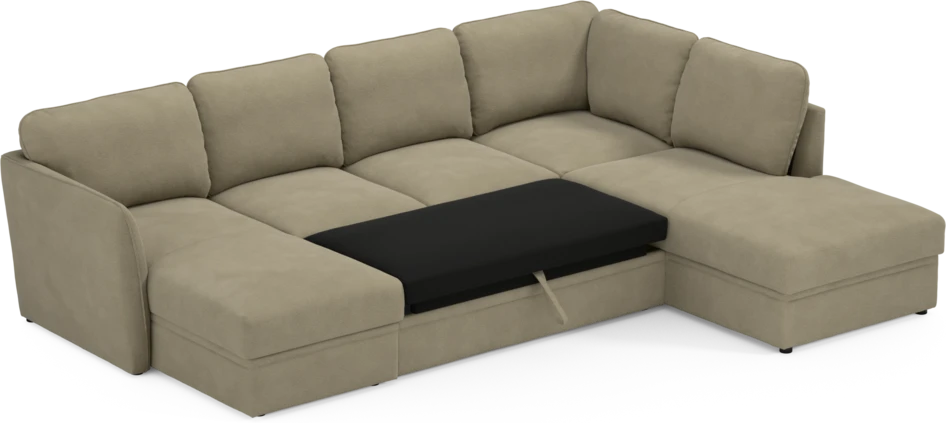 Öland - Bäddsoffa med schäslong vänster och divan höger - Beige