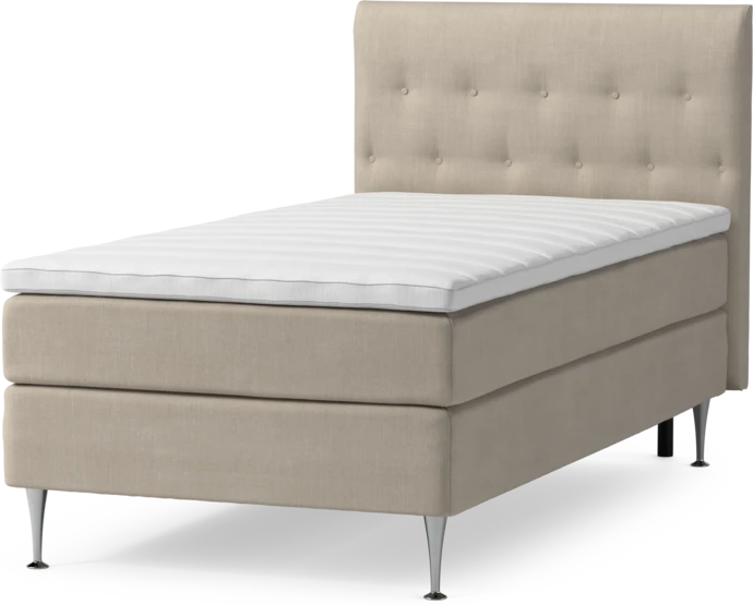 Roma Family, Kontinentalsäng, enkelsäng med bäddmadrass och sänggavel låg pikerad, B 105-140