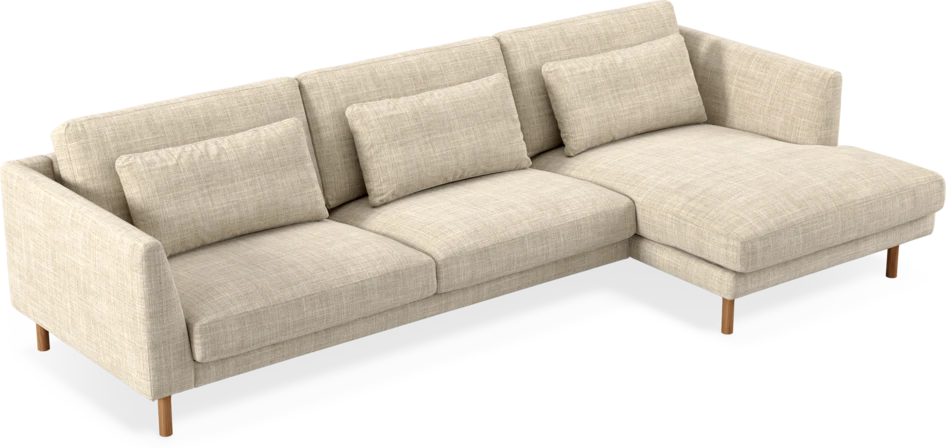 Willow - 3-sits soffa med schäslong höger, fast klädsel - Beige