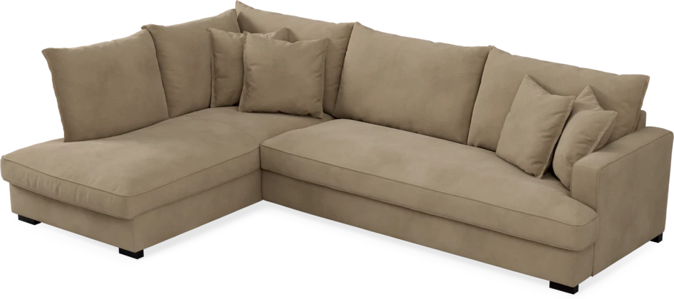 Mila - 3-sits soffa med divan vänster, hel dyna - Beige