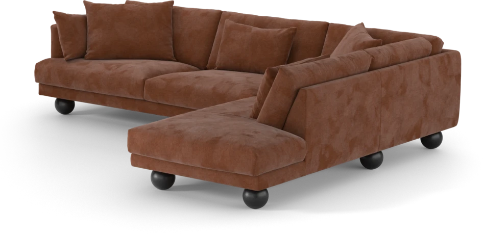 Harper - 3-sits soffa med divan höger - Orange