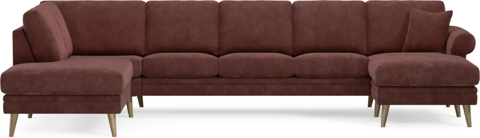 Eden - 3-sits soffa med divan vänster och schäslong höger - Röd