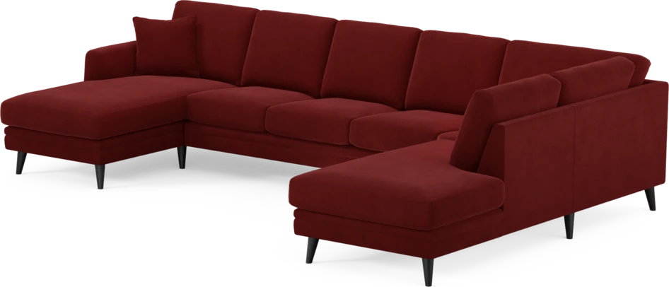 Eden - 3-sits soffa med schäslong vänster och divan höger - Röd