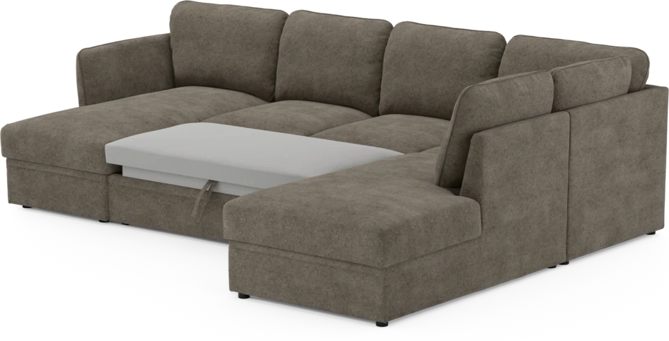 Öland - Bäddsoffa med schäslong vänster och divan höger - Brun