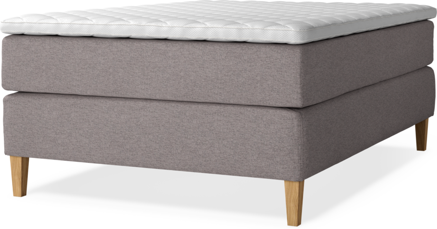 Delux Exclusive - Kontinentalsäng, enkelsäng 140 cm med bäddmadrass - Grå