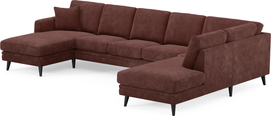 Eden - 3-sits soffa med schäslong vänster och divan höger - Röd