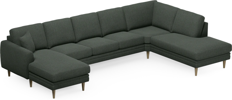 Eden - 3-sits soffa med schäslong vänster och divan höger - Grön