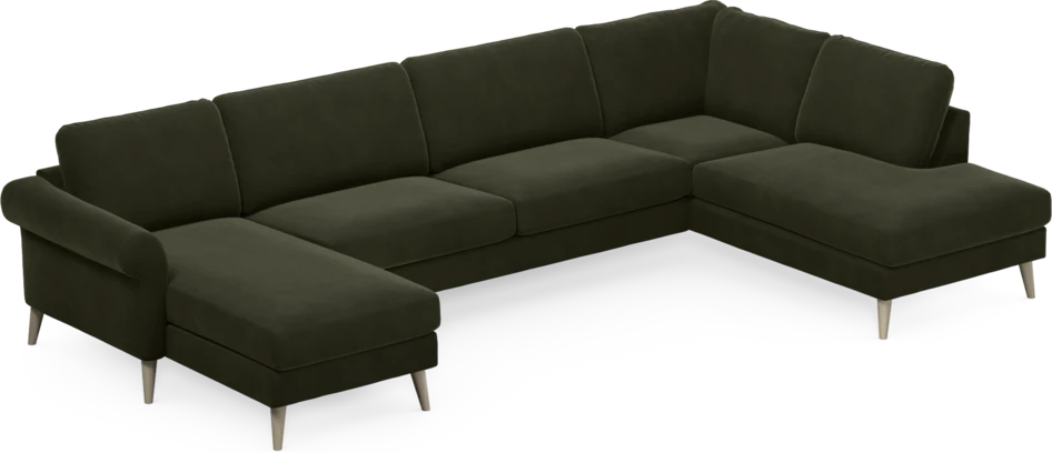 Bridge - 3-sits soffa med schäslong vänster och divan höger - Grön