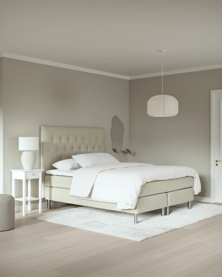 Roma Family, Kontinentalsäng, dubbelsäng med bäddmadrass och sänggavel pikerad, B 160-180