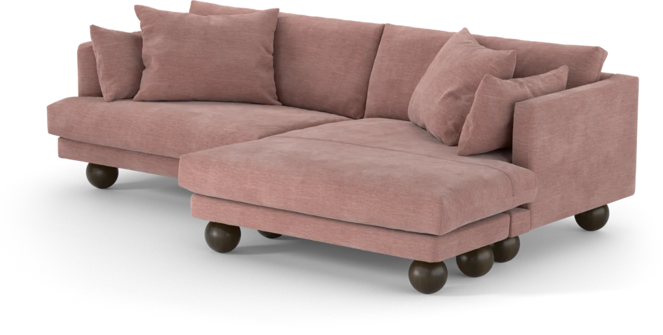 Harper - 4-sits med schäslong XL höger - Rosa