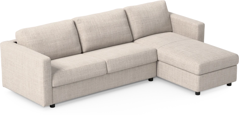 Lindö - Bäddsoffa 2,5-sits med schäslong, vändbar - Beige