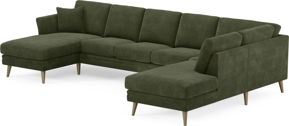 Eden - 3-sits soffa med schäslong vänster och divan höger - Grön
