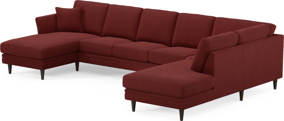 Eden - 3-sits soffa med schäslong vänster och divan höger - Röd