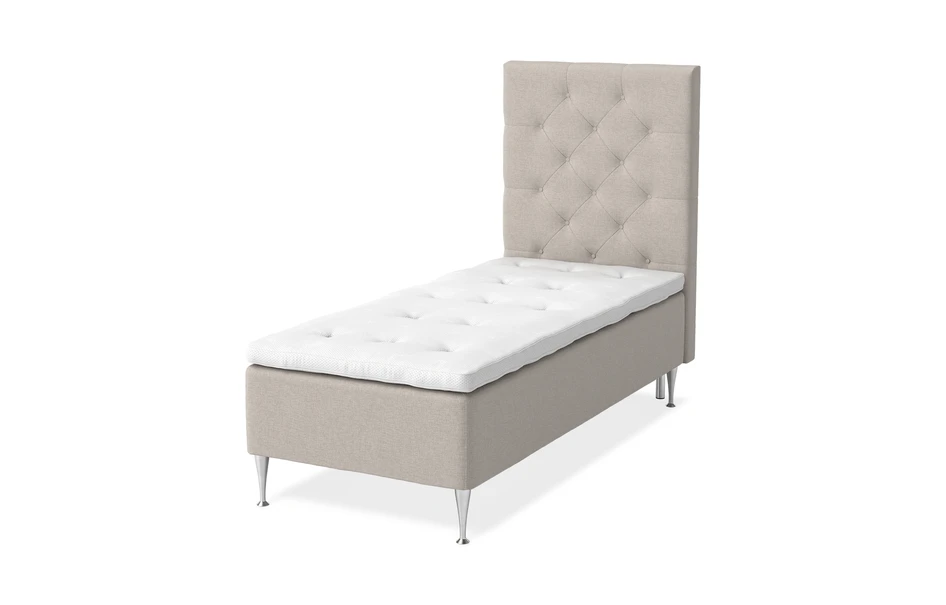 Dream Delux - Ramsäng, enkelsäng med bäddmadrass Sleep Delux vit - Beige