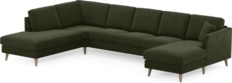 Eden - 3-sits soffa med divan vänster och schäslong höger - Grön