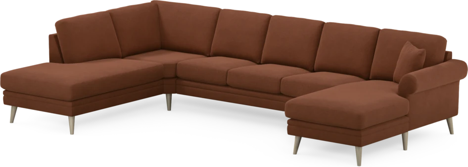 Eden - 3-sits soffa med divan vänster och schäslong höger - Orange