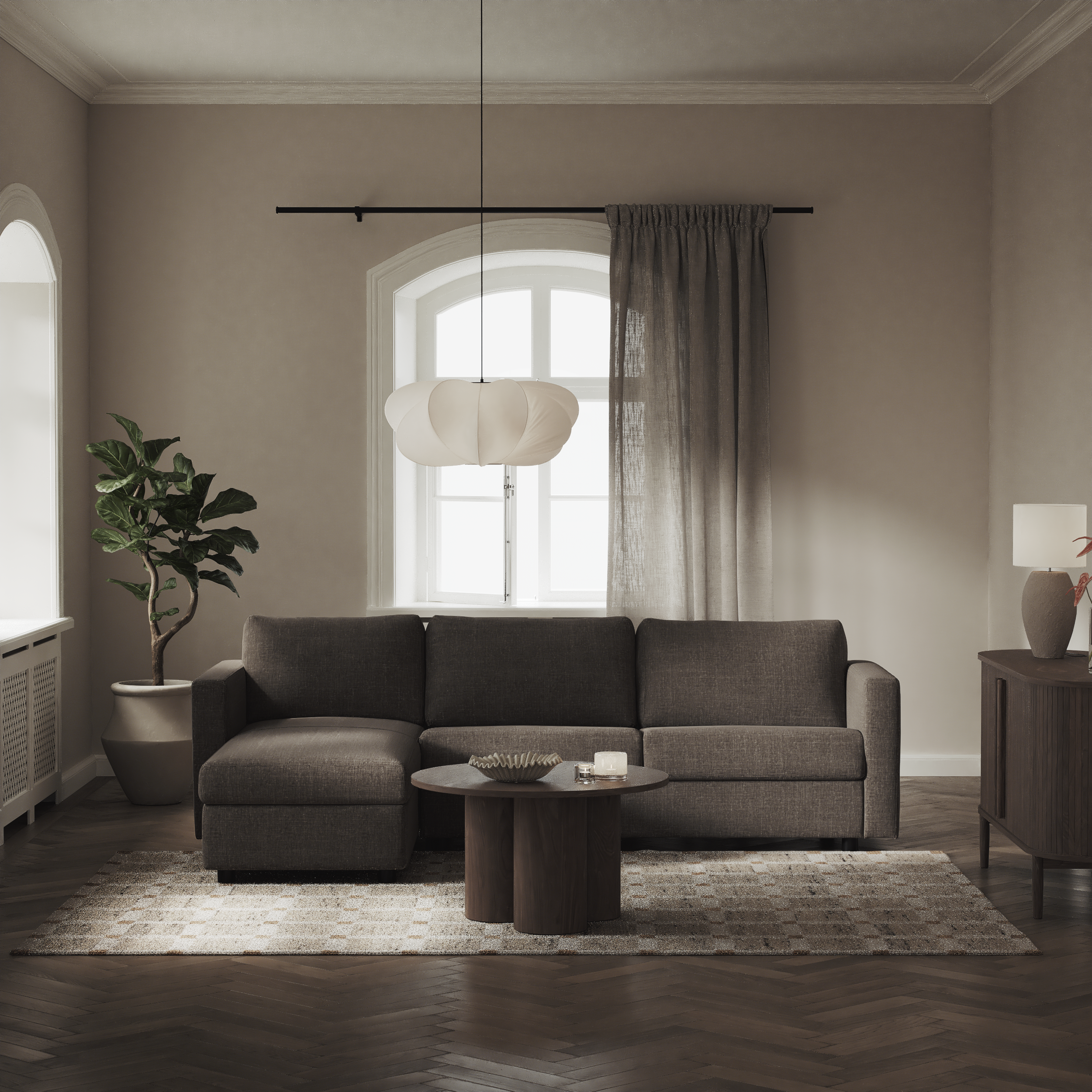Lindö - Bäddsoffa 2,5-sits med schäslong, vändbar - inspiration