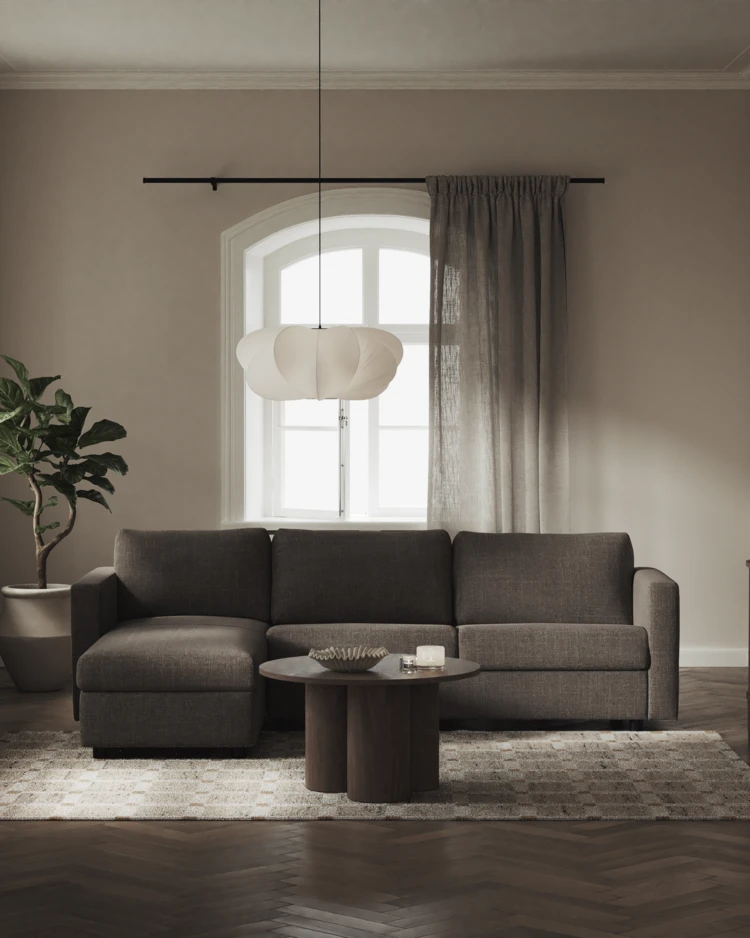 Lindö - Bäddsoffa 2,5-sits med schäslong, vändbar - inspiration