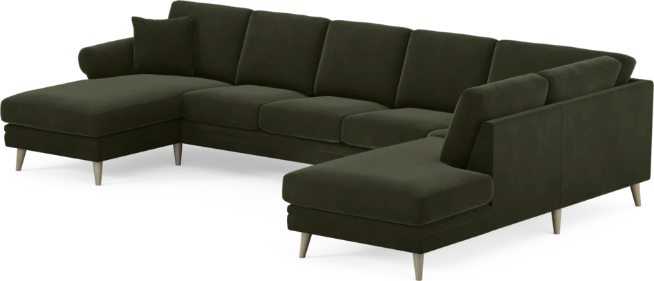 Eden - 3-sits soffa med schäslong vänster och divan höger - Grön