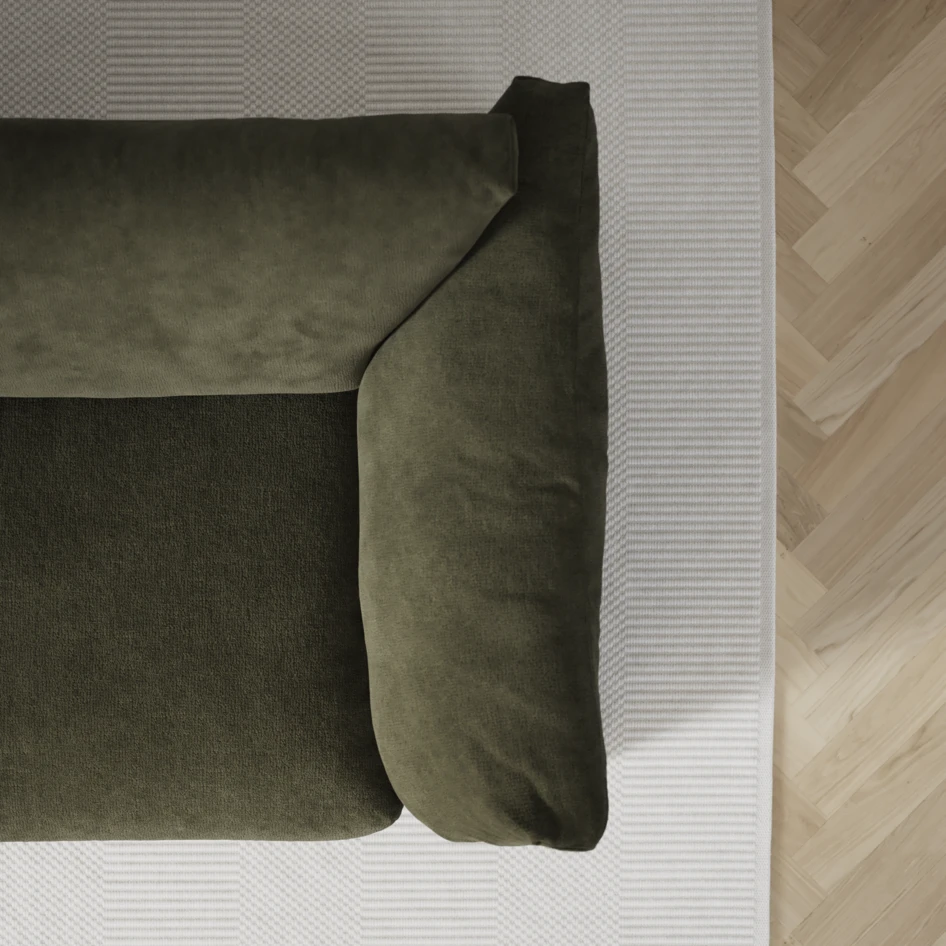 Cherrie - 3-sits soffa med divan vänster, med kappa - Grön