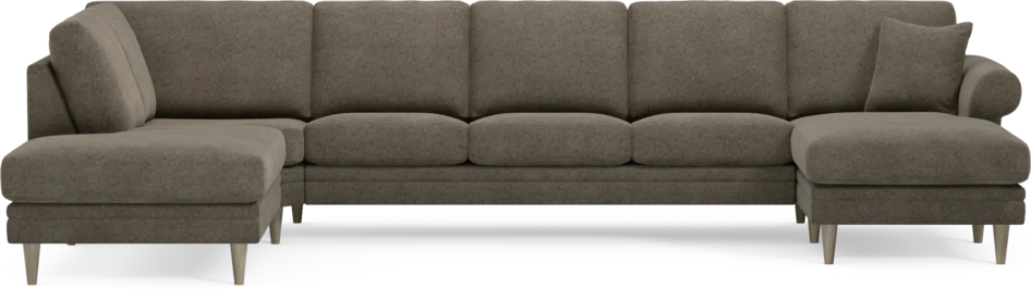 Eden - 3-sits soffa med divan vänster och schäslong höger - Brun
