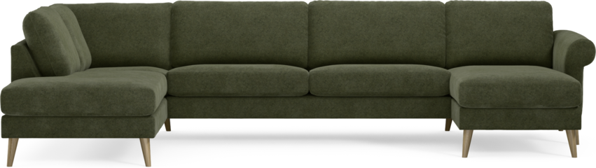 Bridge - 3-sits soffa med divan vänster och schäslong höger - Grön