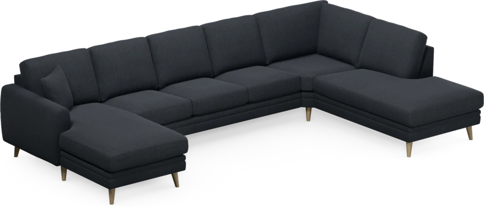 Eden - 3-sits soffa med schäslong vänster och divan höger - Blå