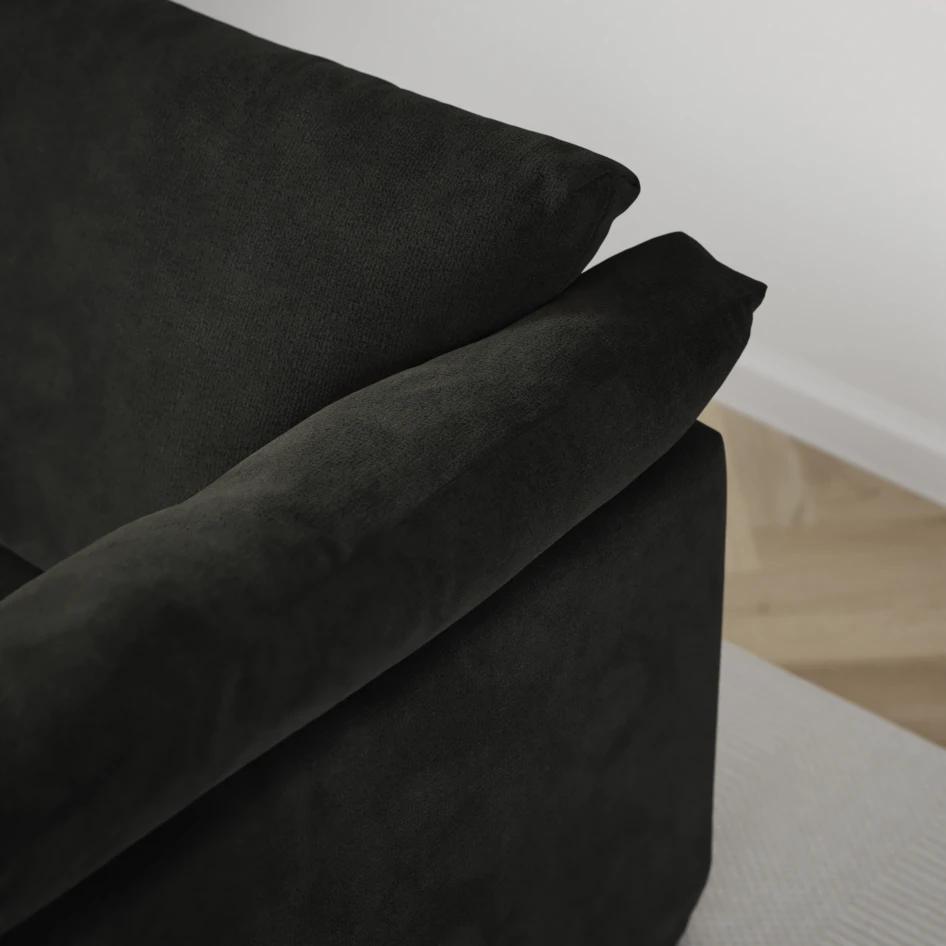 Cherrie - 3-sits soffa med divan vänster, med kappa - Svart