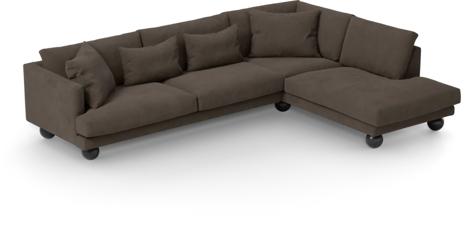 Harper - 3-sits soffa med divan höger - Brun