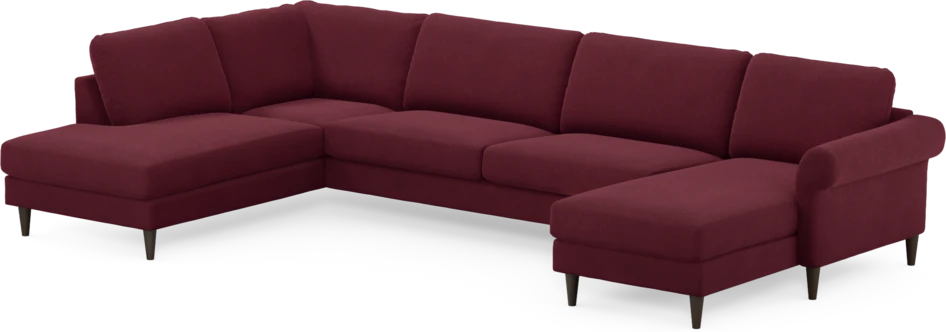 Bridge - 3-sits soffa med divan vänster och schäslong höger - Röd