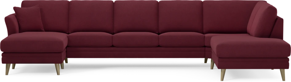Eden - 3-sits soffa med schäslong vänster och divan höger - Röd