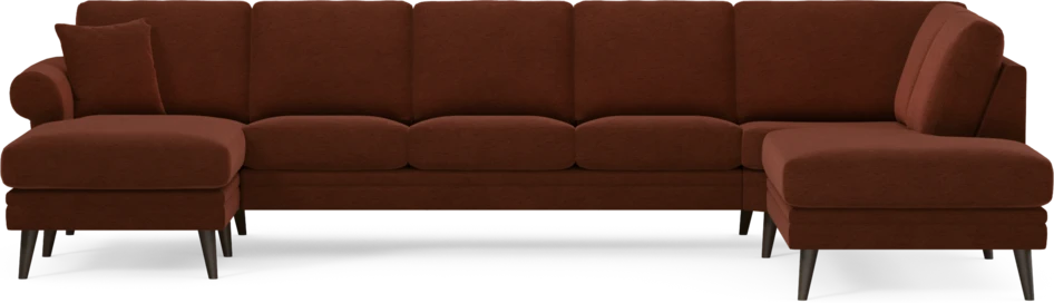 Eden - 3-sits soffa med schäslong vänster och divan höger - Orange