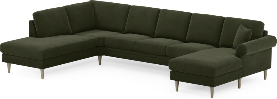 Eden - 3-sits soffa med divan vänster och schäslong höger - Grön