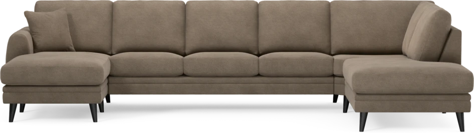 Eden - 3-sits soffa med schäslong vänster och divan höger - Brun