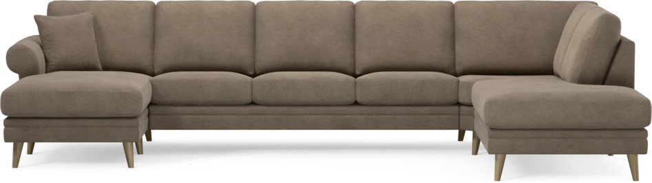 Eden - 3-sits soffa med schäslong vänster och divan höger - Brun