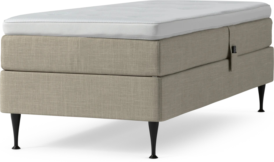 Delux Sense - Ställbar säng, enkelsäng med bäddmadrass och sängben - Beige