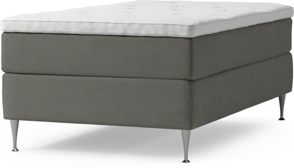 Delux Exclusive - Kontinentalsäng, enkelsäng 120 cm med bäddmadrass och sängben - Grå