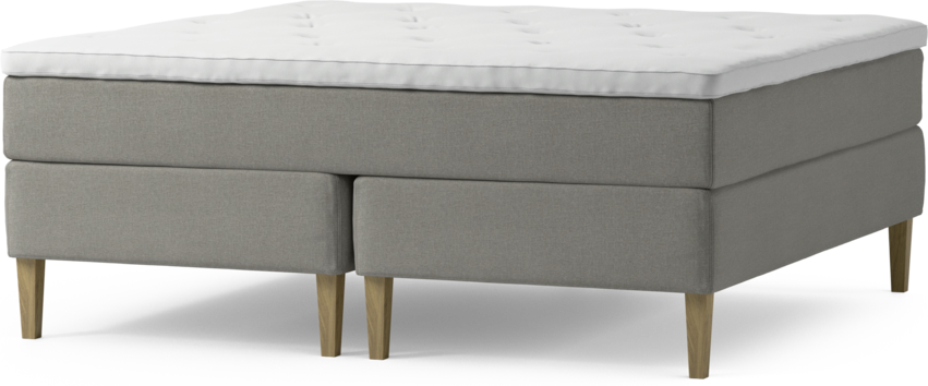 Delux Exclusive - Kontinentalsäng, dubbelsäng med bäddmadrass och sängben - Grå