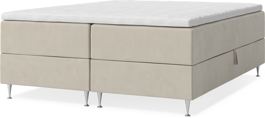 New York - Förvaringssäng, dubbelsäng med bäddmadrass - Beige