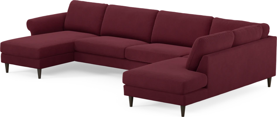 Bridge - 3-sits soffa med schäslong vänster och divan höger - Röd
