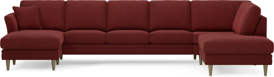 Eden - 3-sits soffa med schäslong vänster och divan höger - Röd