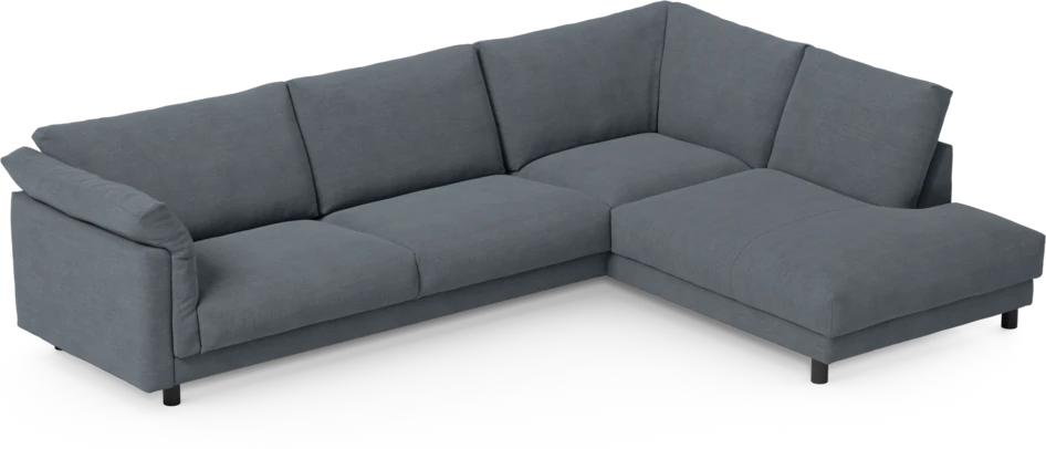 Cherrie - 3-sits soffa med divan höger, fast klädsel - Blå