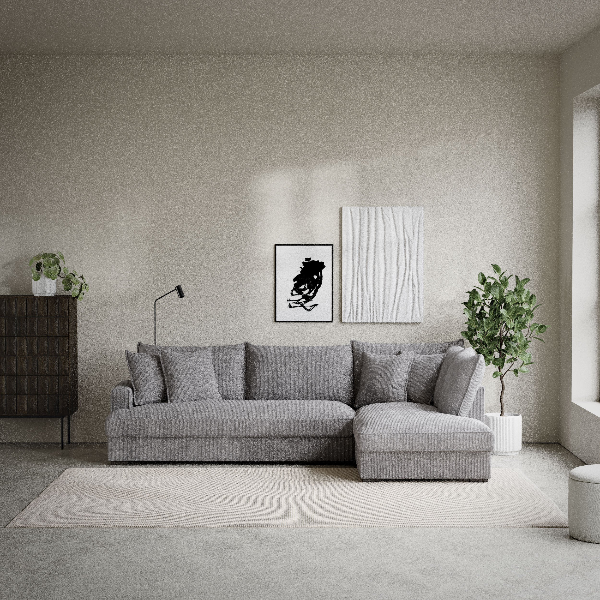 Mila - 3-sits soffa med divan höger, hel dyna - inspiration