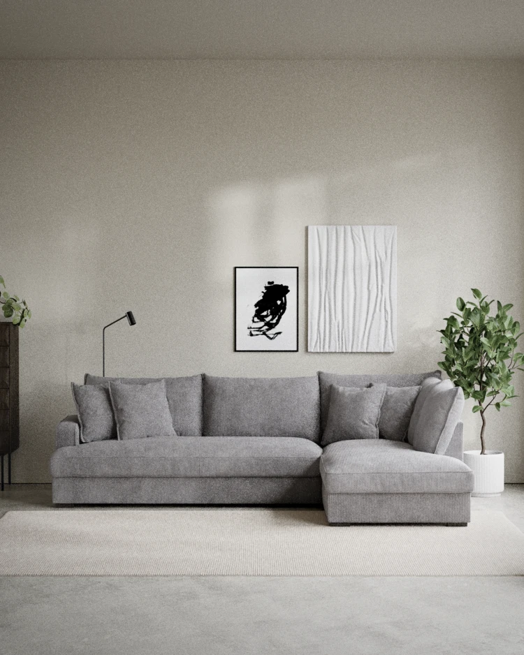 Mila - 3-sits soffa med divan höger, hel dyna - inspiration