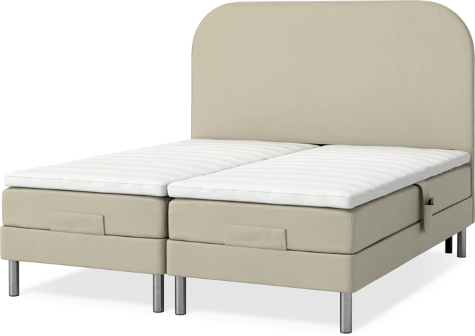 Roma Family, Ställbar säng, dubbelsäng med bäddmadrass och sänggavel slät, B 160-180