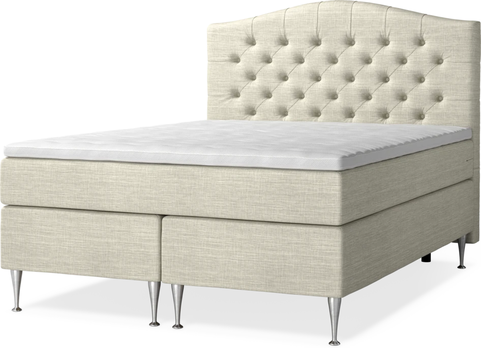 New York Supreme - Kontinentalsäng, dubbelsäng med bäddmadrass, sängben och sänggavel välvd - Beige