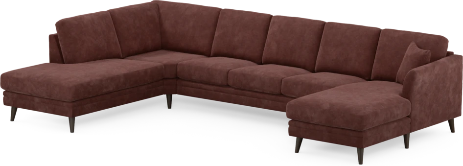 Eden - 3-sits soffa med divan vänster och schäslong höger - Röd