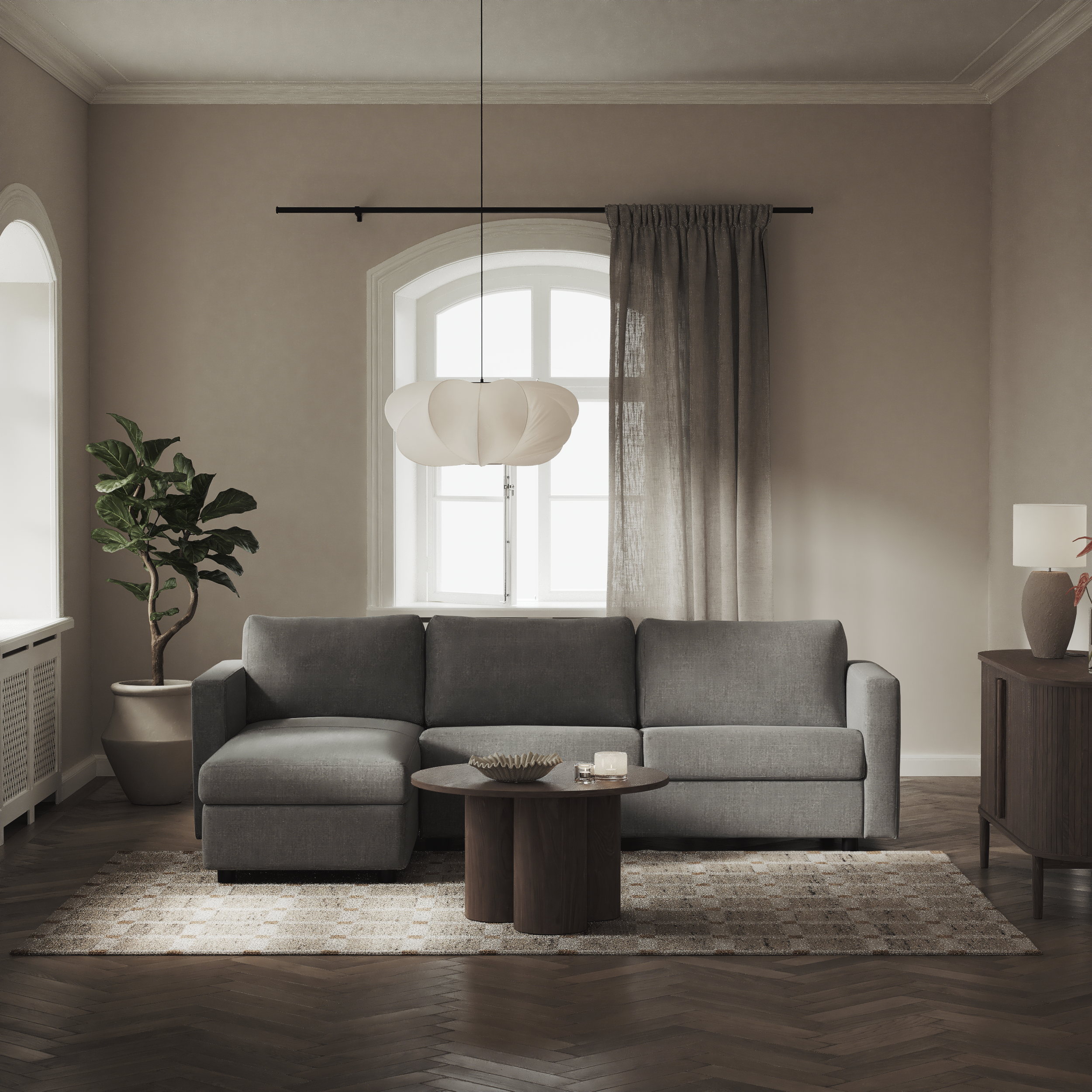 Lindö - Bäddsoffa 2,5-sits med schäslong, vändbar - inspiration